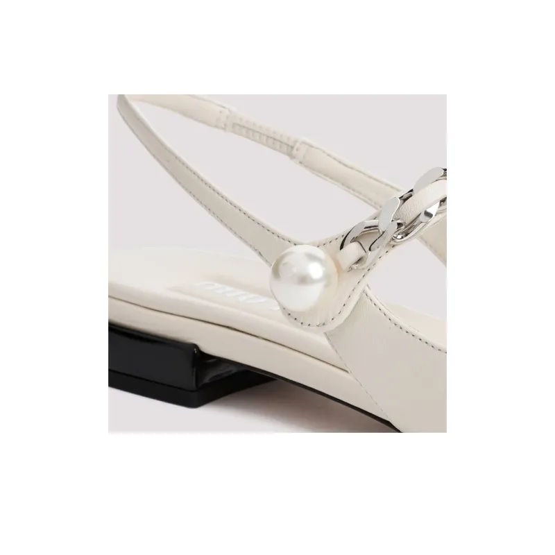 MIU MIU Casual Single Shoes Women's Ecru Black-6