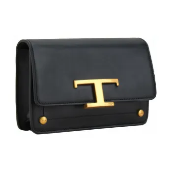 TOD'S Leather Handheld Shoulder Bag, Crossbody Bag, Sling Bag, Fanny Pack Unisex Black