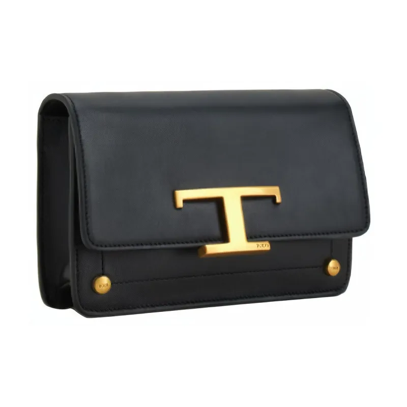 TOD'S Leather Handheld Shoulder Bag, Crossbody Bag, Sling Bag, Fanny Pack Unisex Black-0