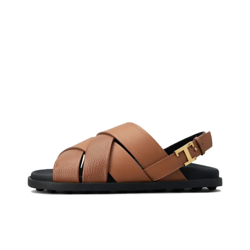 TOD'S Strappy Slingback Leather Sandals-0