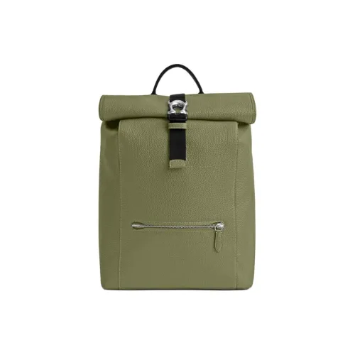 COACH Backpack Soft Litchi Grain Leather Backpack Large Size Men's Moss Green