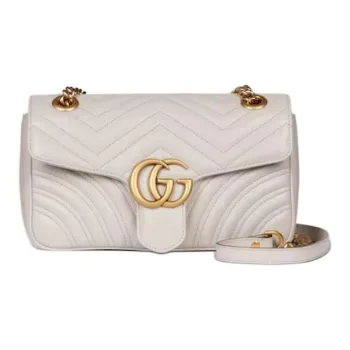 GUCCI GG Marmont Leather Crossbody Bag Shoulder Bag Small Size Women's Light Gray