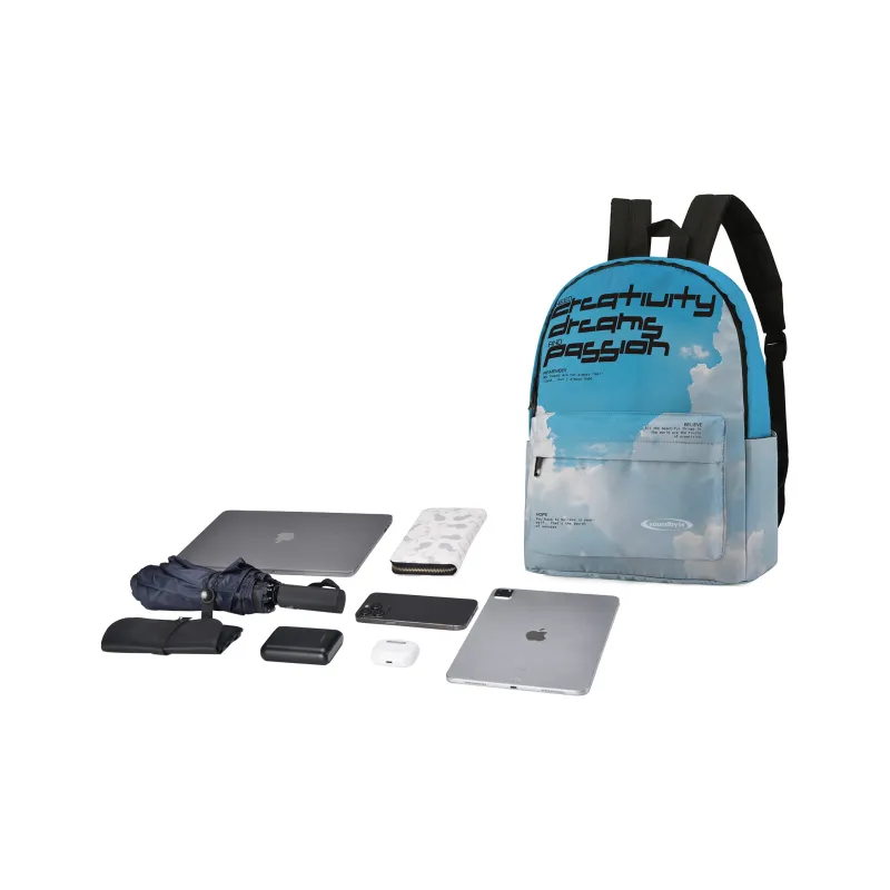 ONRF Polyester Backpack Laptop Bag Regular Unisex Blue-3