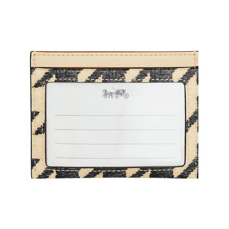 COACH Card Case Canvas With Leather Wallets Card Holders Small Size Women's Black White-2