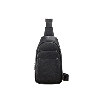 Old Man's Head Cow Leather Sling Bag Shoulder Bag Crossbody Bag Regular Men's Black