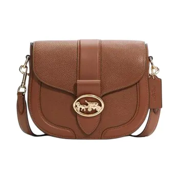 COACH Georgie Leather Saddle Bag Shoulder Bag Crossbody Bag Wine God Bag Small Size Women's Caramel Brown