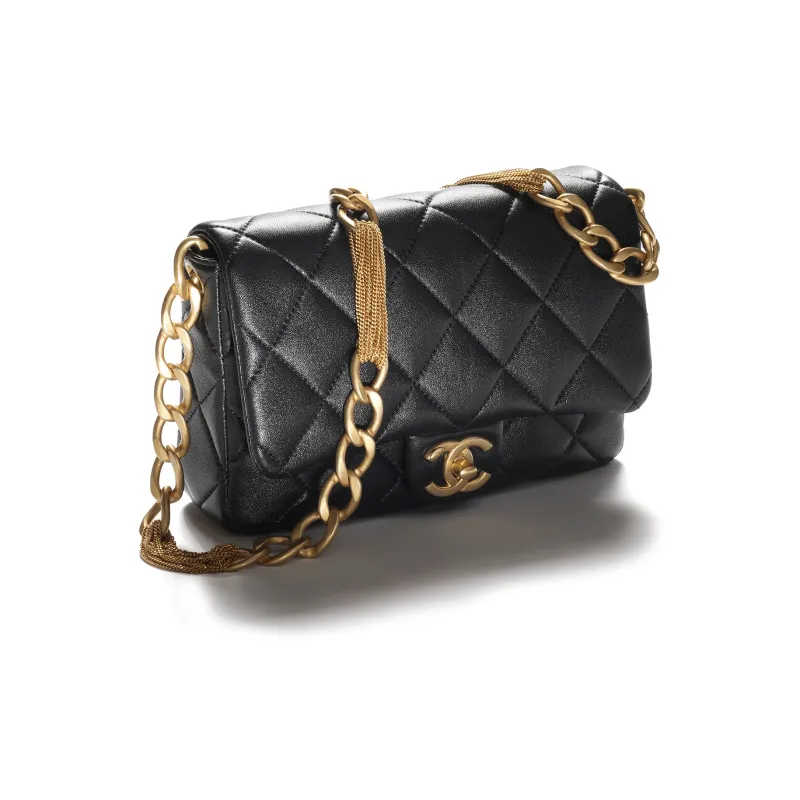 CHANEL Sheepskin Flap Bag, Shoulder Bag, Crossbody Bag Trumpets Women's Black-2
