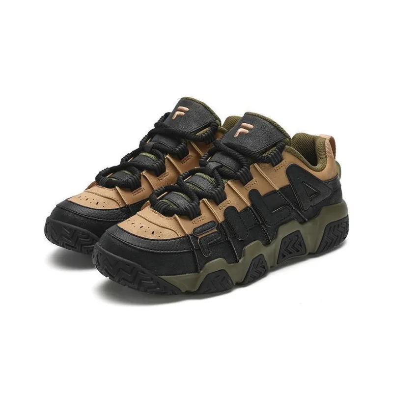 FILA FUSION BARRICADE Cushioning Wear Resistant Low Top Basketball Shoes Men's Black Brown-1