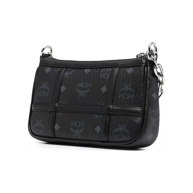 MCM Aren Artificial Leather Pochette, Shoulder Bag, Crossbody Handbag, Shoulder Bag Mini Women's Black-1