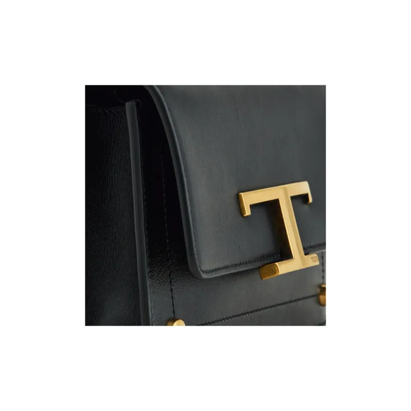 TOD'S Leather Handheld Shoulder Bag, Crossbody Bag, Sling Bag, Fanny Pack Unisex Black-5