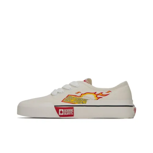 BOBBIE BURNS Skateboard Shoes Unisex Low-Top White/Red