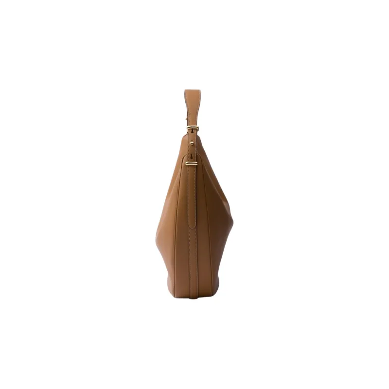 PRADA Leather Hobo Bag Handbag Shoulder Bag Women's Caramel-2