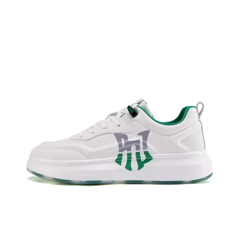 Pnj Cushioning Wear Resistant Low Top Skateboard Shoes Men's White Green-0