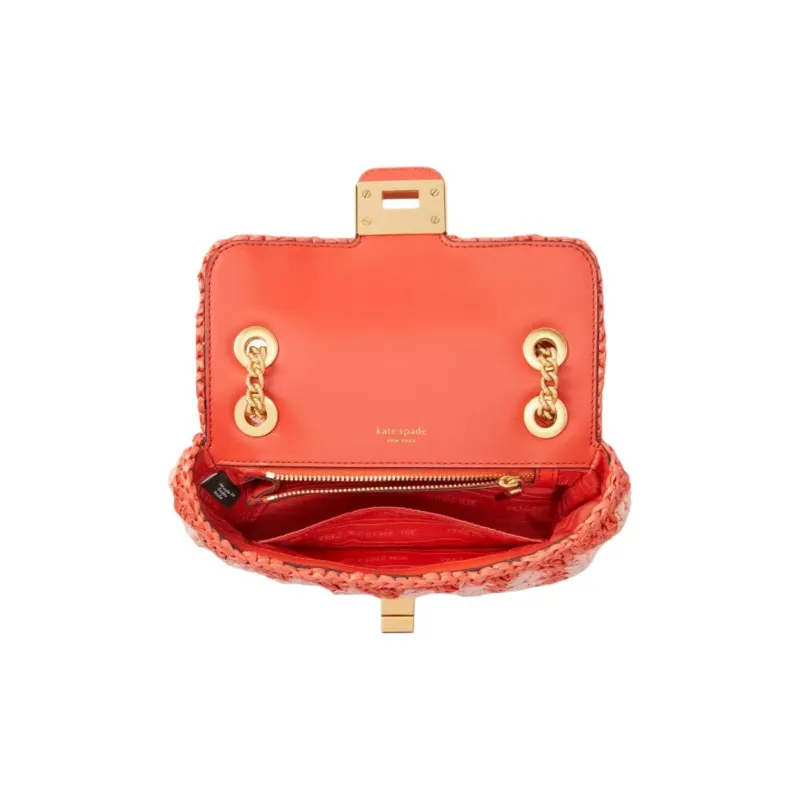 Kate Spade Evelyn Hookwoven Raffia Shoulder Bag Crossbody Bag Small Size Women's Red-3