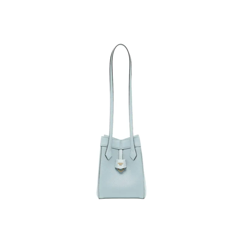 FENDI Grained Leather Bucket Bag Handbag Shoulder Bag Women's Light Blue-0