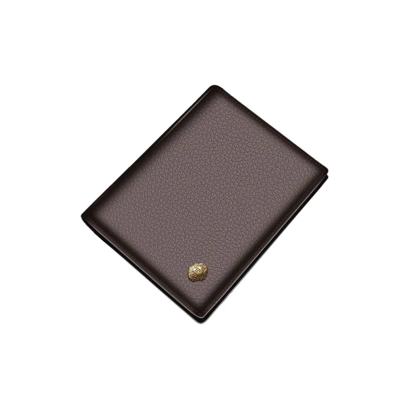 Old Man's Head Top Grain Cow Leather Wallet, Card Holder Regular Men's Black-6