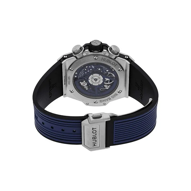 HUBLOT BIG BANG Automatic Mechanical Movement Men's Watches Watch 44mm Blue Dial Titanium Watch Case Rubber Strap-3
