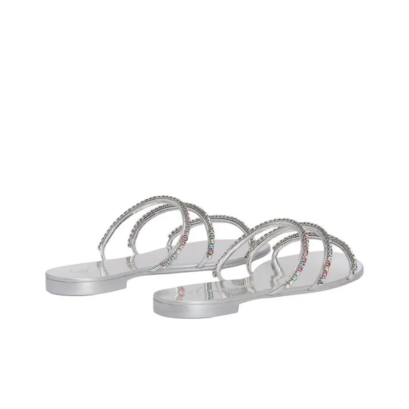 giuseppe zanotti Dark Colorful Crystal embellished Slides-3