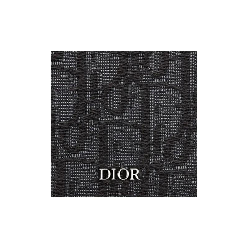 DIOR Knitted Fabric With Cow Leather Wallet Men's Black-4