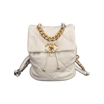 CHANEL 19Bag Sheepskin Backpack Mini Women's White