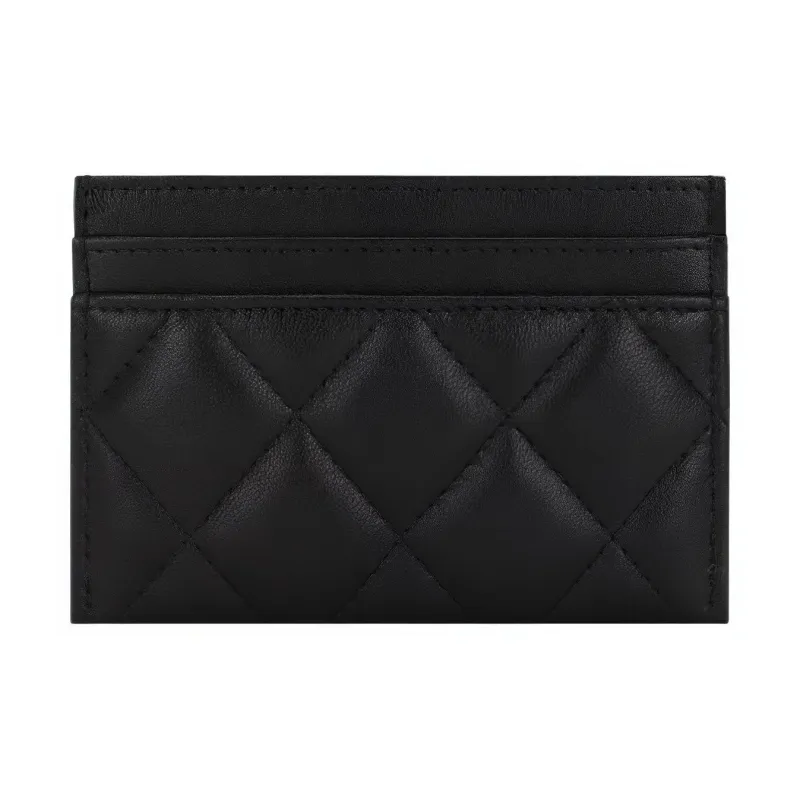 CHANEL Lambskin Card Holder Women's Black-2