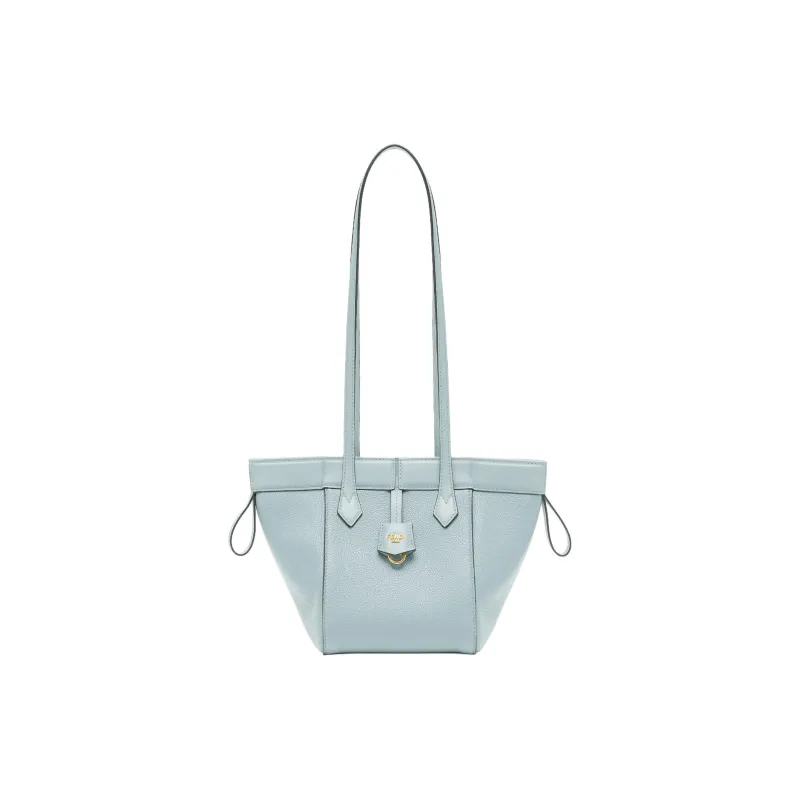 FENDI Grained Leather Bucket Bag Handbag Shoulder Bag Women's Light Blue-1