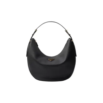PRADA Leather Hobo Bag Handbag Shoulder Bag Women's Black
