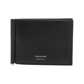 FERRAGAMO Palm Calfskin Wallet Men's Black