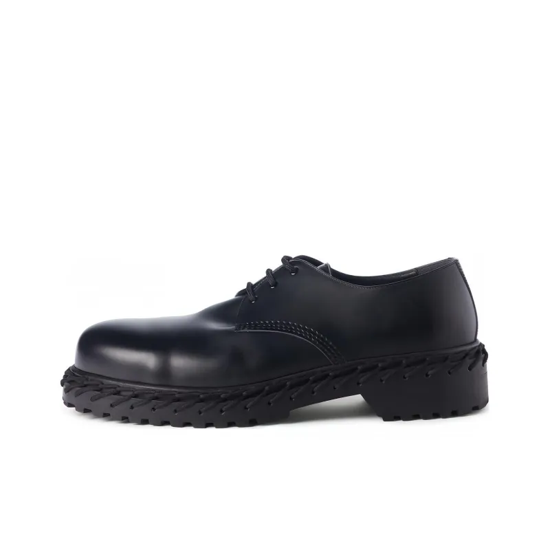 Balenciaga Laces Derbies Leather Shoes Black-0