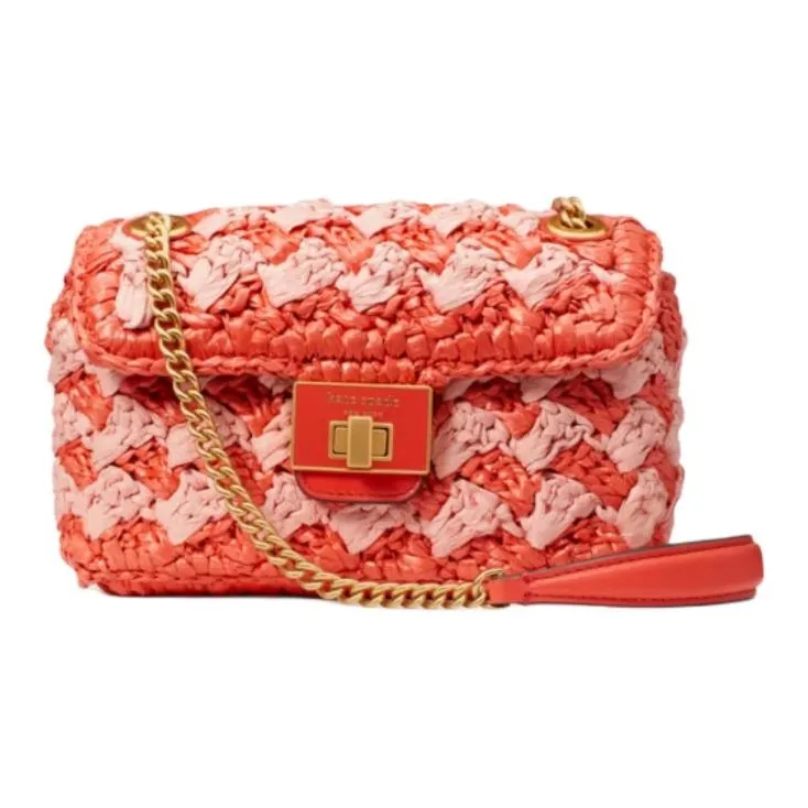 Kate Spade Evelyn Hookwoven Raffia Shoulder Bag Crossbody Bag Small Size Women's Red-0