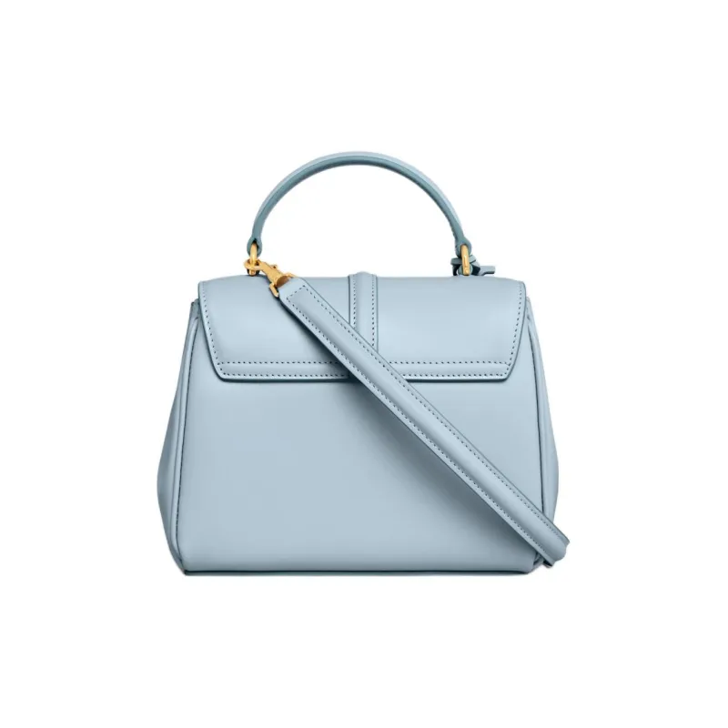 CELINE Satin Cow Leather Shoulder Bag Crossbody Bag Handbag Mini Women's Light Blue-2