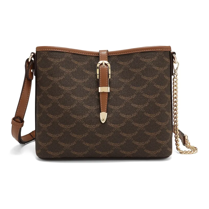 MEXICAN Polyurethane Shoulder Bag Regular Women's Mocha Coffee/Khaki Apricot/Elegant White-0