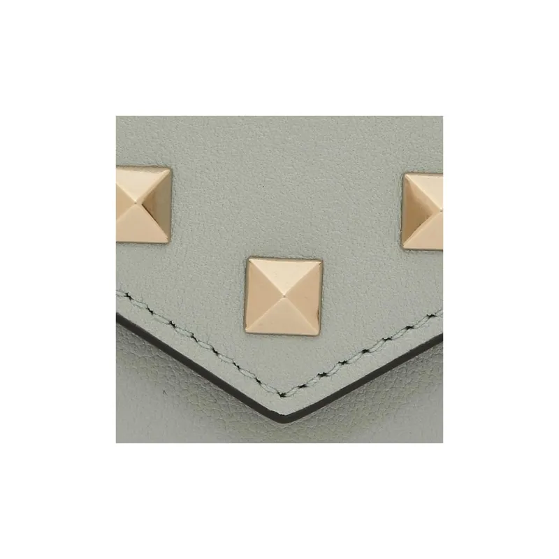 Valentino Rockstud Leather Wallet Mini Women's Aqua Green-6