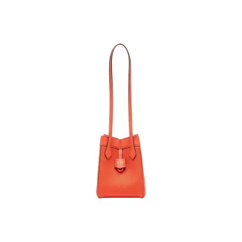FENDI Grained Leather Bucket Bag Handbag Shoulder Bag Women's Red