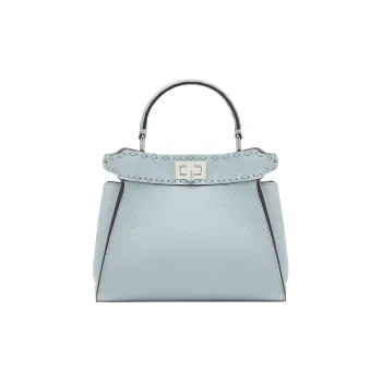 FENDI Peekaboo Calfskin Shoulder Bag, Crossbody Bag, Handbag Mini Women's Light Blue