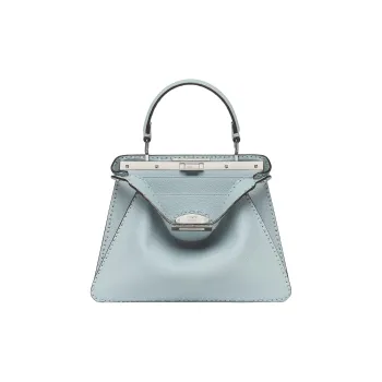 FENDI Peekaboo ISeeU Calfskin Shoulder Bag Crossbody Bag Handbag Medium Size Women's Light Blue