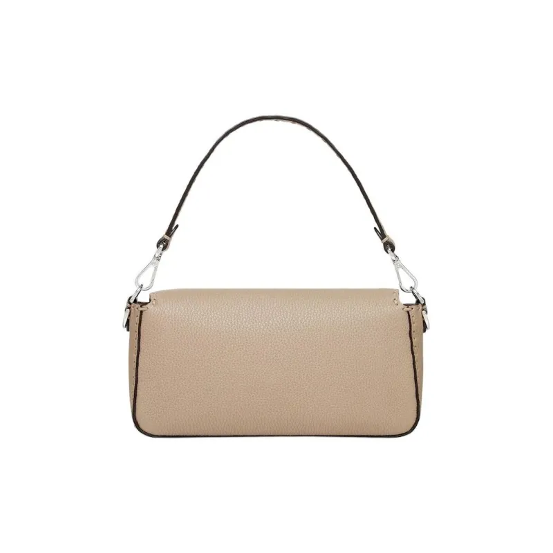 FENDI Baguette Calfskin Shoulder Bag Crossbody Bag Handbag Medium Size Women's Beige-2