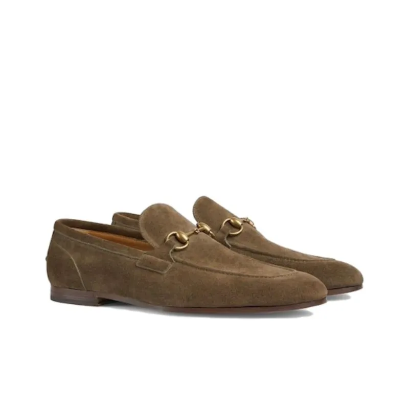 GUCCI Jordaan Loafers 1cm Men's Olive Green-2