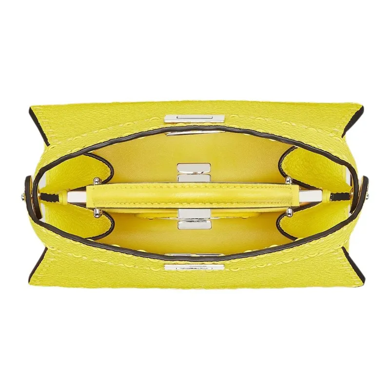 FENDI Peekaboo ISeeU Calfskin Shoulder Bag Crossbody Bag Handbag Women's Yellow-3