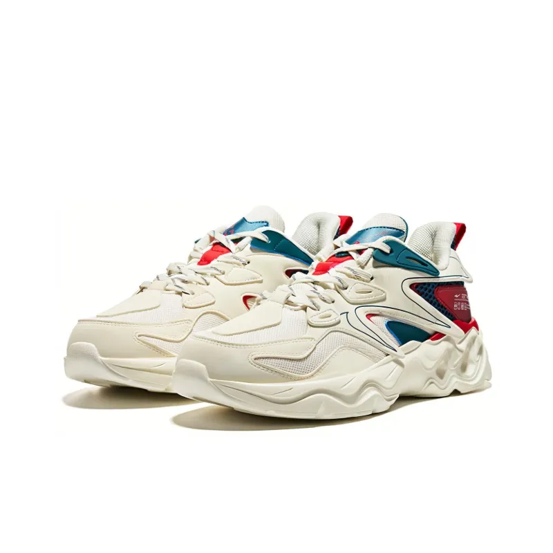 HENANBOWUYUAN x Erke Cushioning Slip Resistant And Abrasion Resistant Low Top Running Shoes Men's White Green Red-1