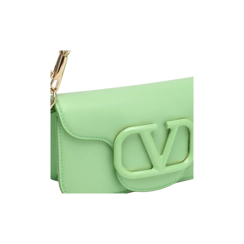 Valentino Locò Leather Shoulder Bag Women's Mint Green-4