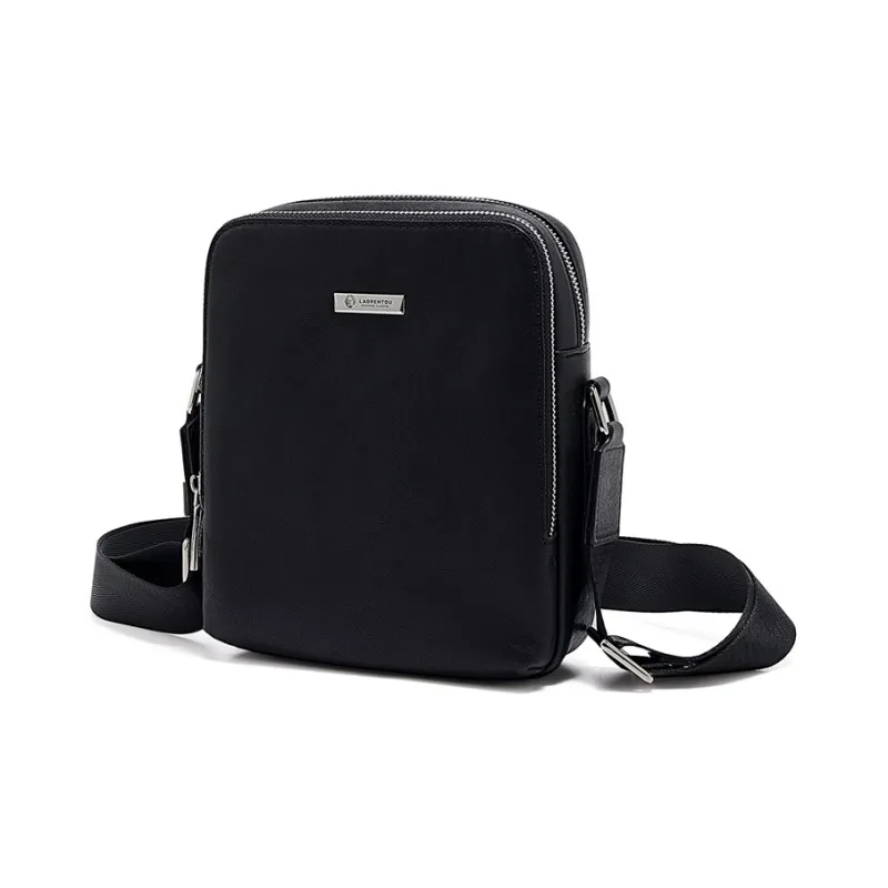 Old Man's Head Top Grain Cow Leather Small Square Bag Shoulder Bag Crossbody Bag Regular Men's Black-1