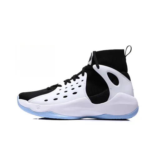 LiNing SONIC 6 Anti-Slip Wear-Resistant High-Top Basketball Shoes Men's White Black