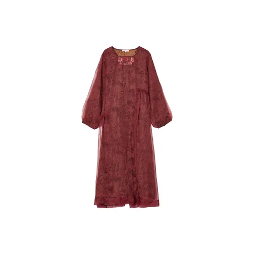 Gichugure Long-Sleeved Dresses Women's Brick Red