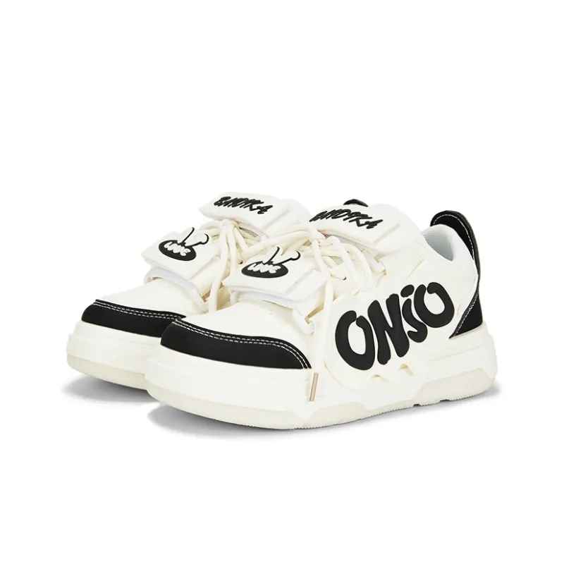 KARLIE KELLER Slip Resistant Water Resistant Wear Resistant Height Increasing Low Top Skateboard Shoes Women's Black-3