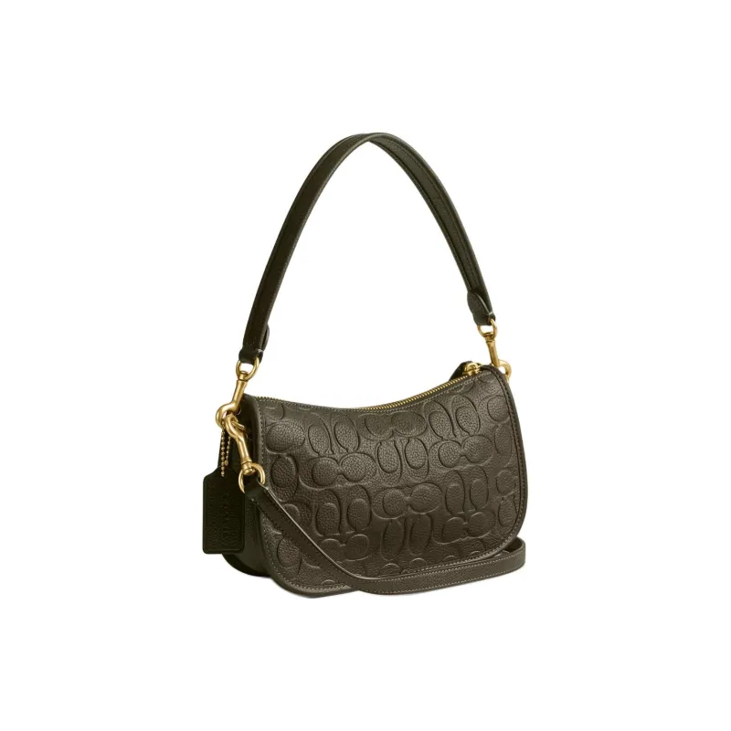 COACH Swinger Soft Shiny Grained Leather Portable Crossbody Bag Shoulder Bag Women's Multicolor Amazon Green-1
