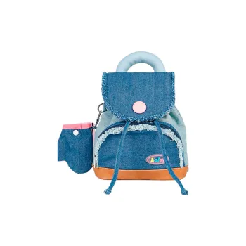 LOLA DESIGN Denim Backpack Small Size Women's Dark Blue \ Light Blue