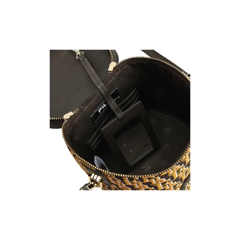 FILA Cow Leather Bucket Bag, Crossbody Bag, Handbag Trumpets Women's Rock Brown-3