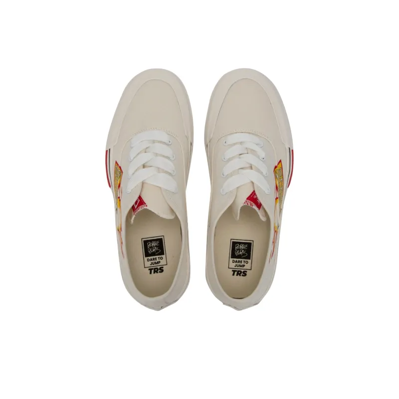 BOBBIE BURNS Low Top Skateboard Shoes Unisex White Red-3