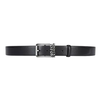 ARMANI EXCHANGEAE Logo Emblem, Pin Buckle Leather Belts Men's Black Width 3.5CM